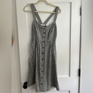 Madewell Black and White Checkered Midi Dress